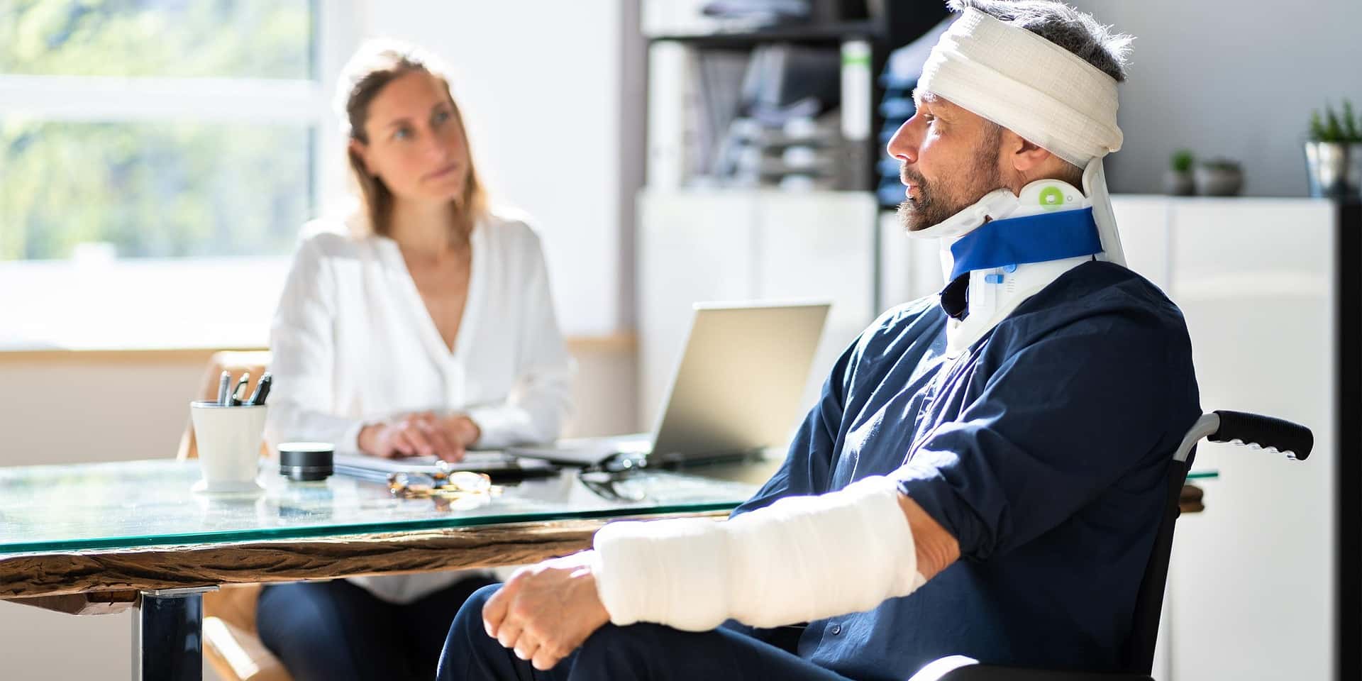 An injured man seeking advice.